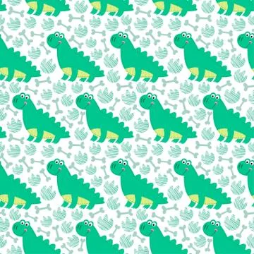 Dinosaur vector seamless pattern. Stock Illustration