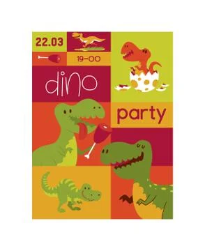 Dinosaur vector seamless pattern kids tyrannosaurus rex cartoon character dino Stock Illustration