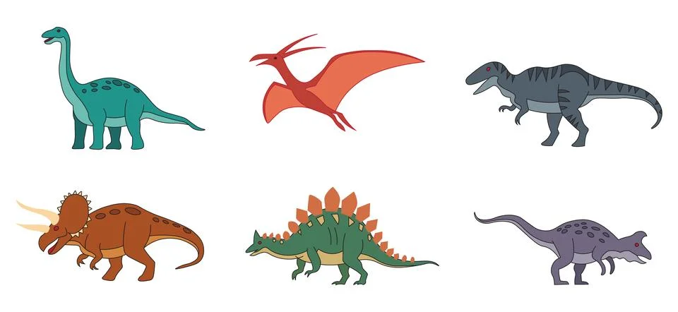 Dinosaur Vector Set – Cute Prehistoric Animals Illustration Collection イラスト素材