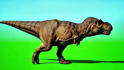 Dinosaur walking continuously of the middle point in pure clean green screen Stock Footage 318390849