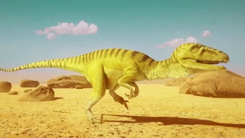 Dinosaur walking in desert 3D Video stock 292299941