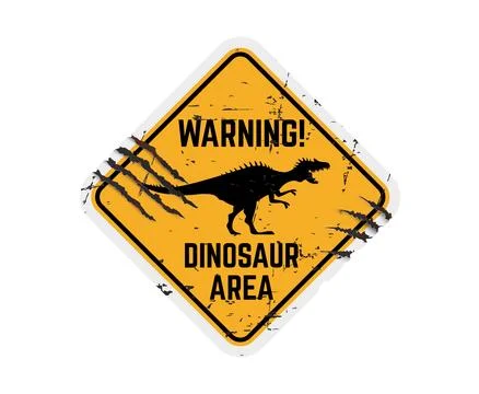 Dinosaur warning sign with claw mark scratches Stock Illustration