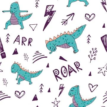 Dinosaur Yoga pattern Stock Illustration