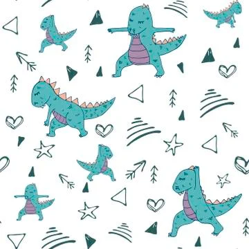 Dinosaur Yoga pattern Stock Illustration