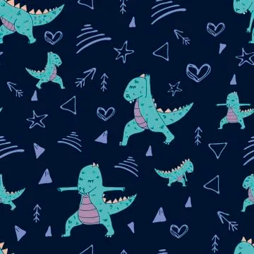 Dinosaur Yoga pattern Stock Illustration
