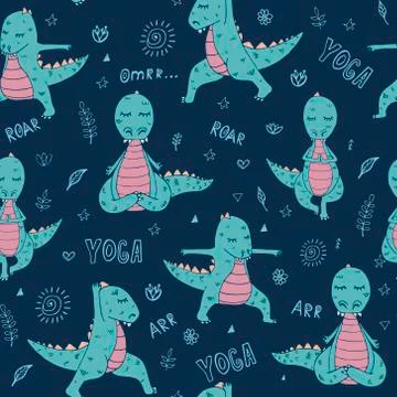 Dinosaur Yoga pattern Stock Illustration