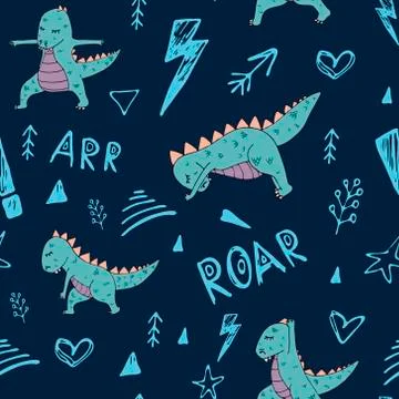 Dinosaur Yoga pattern Stock Illustration