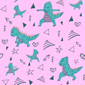 Dinosaur Yoga pattern Stock Illustration