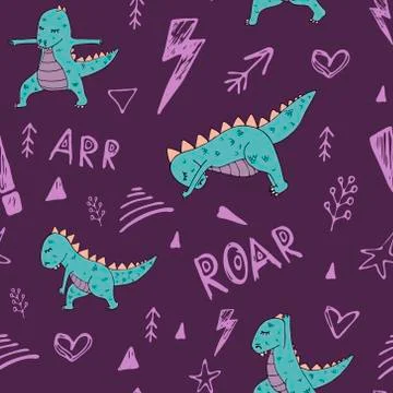 Dinosaur Yoga pattern Stock Illustration