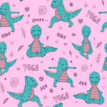 Dinosaur Yoga pattern Stock Illustration