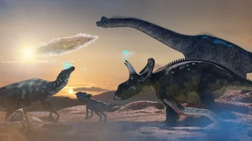 Dinosaurs and meteorite falls render 3D Stock Footage 85745983