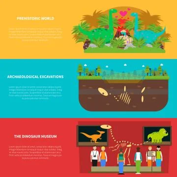 Dinosaurs Banner Set Stock Illustration