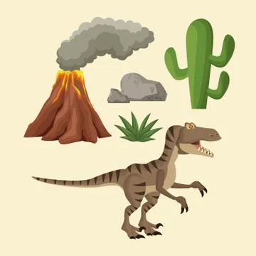 Dinosaurs elements cartoon Stock Illustration
