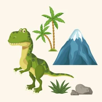 Dinosaurs elements cartoon Stock Illustration