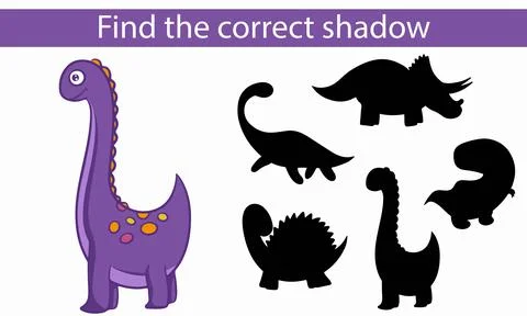 Dinosaurs. Find the correct shadow. Educational game. Vector cartoon イラスト素材