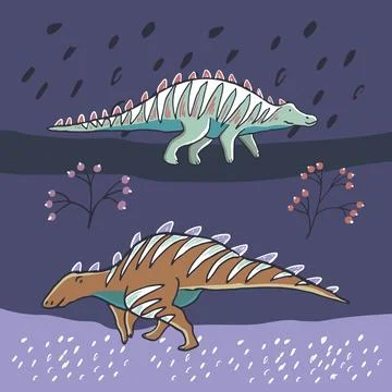 Dinosaurs with flowers vector print Illustrazione stock