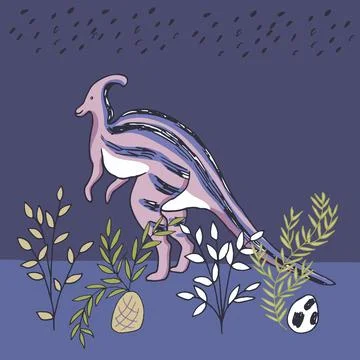 Dinosaurs with flowers vector print Illustrazione stock