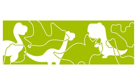 Dinosaurs on green rectangle background. Flat design for poster or t-shirt Stock Illustration