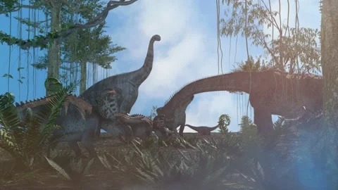 Dinosaurs in jungle render 3d Stock Footage 155283275