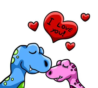 Dinosaurs in Love Stock Illustration