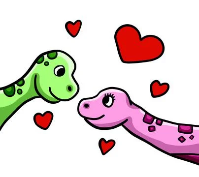 Dinosaurs in Love Stock Illustration