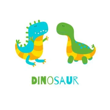 Dinosaurs for prints and designs. Vector illustration in cute flat style Stock Illustration