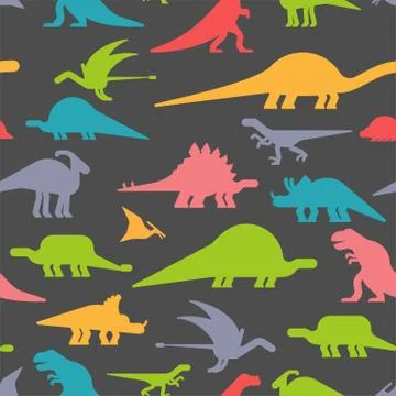 Dinosaurs seamless pattern. Dino texture. Prehistoric monster lizard backgrou Stock Illustration