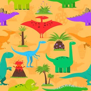 Dinosaurs Seamless Pattern 스톡 일러스트