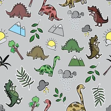 Dinosaurs Seamless Pattern Stock Illustration