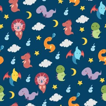 Dinosaurs seamless pattern for kids, Creative vector childish background Stock Illustration