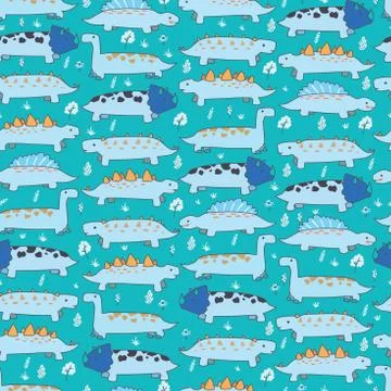 Dinosaurs seamless pattern for kids, Creative vector childish background 스톡 일러스트