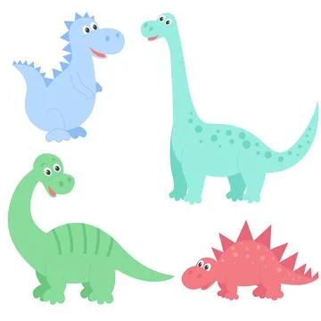 Dinosaurs set vector illustration. Stock Illustration