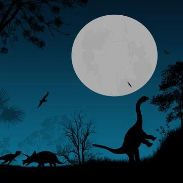 Dinosaurs Silhouettes Stock Illustration