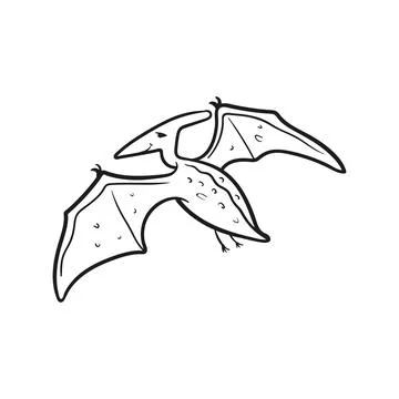 Dinosaurs vector doodle cartoon line drawing, isolated Illustrazione stock
