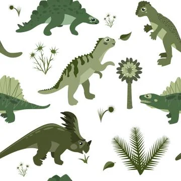 Dinosaurs vector seamless pattern Stock Illustration