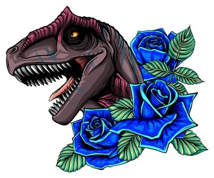 Dinosaurus allosaurus head art vector illustration design Stock Illustration