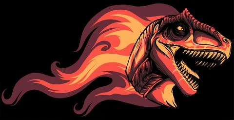 Dinosaurus allosaurus head with flames vector illustration design Stock-Illustration
