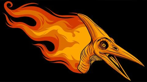 Dinosaurus pteranodon head with flames vector illustration design Stock-Illustration