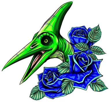 Dinosaurus pterodactyl head art vector illustration design Illustrazione stock