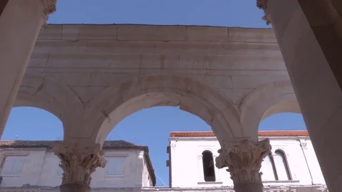 Diocletian's Palace columns, Split, Croatia Stock Footage 83668906