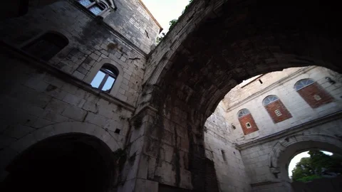 Diocletian's Palace. Split Old Town, Croatia. Travel destination for tourists  Stock Footage 126554306