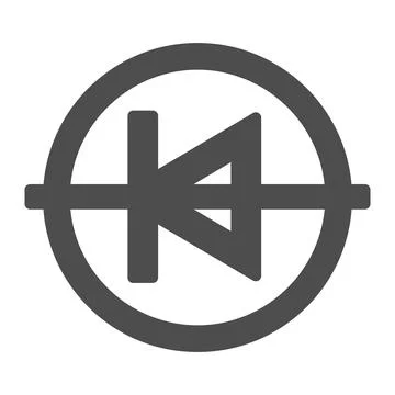 Diode in circle icon solid icon, electronics concept, PCB anode cathode vector 库存插图