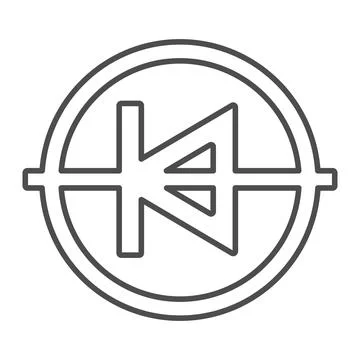 Diode in circle icon thin line icon, electronics concept, PCB anode cathode Stock Illustration