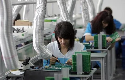 Diode Factory Workers Stock Photos