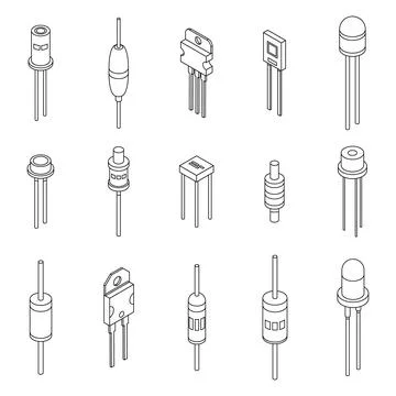Diode icons set vector outline Stockillustratie