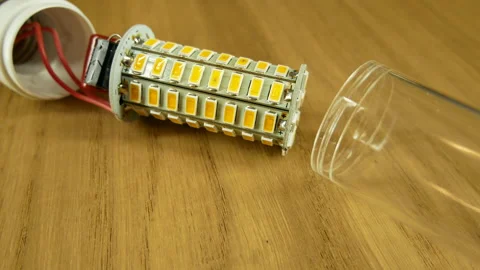Diode LED corn lamp with E27 base unassembled. Stock Footage 130705773