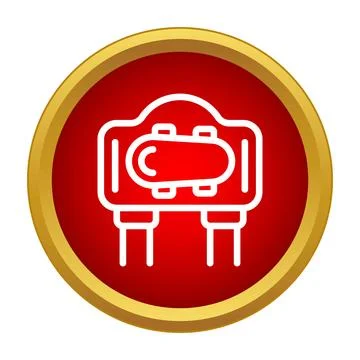 Diode or resistor component on red button vector Illustrazione stock