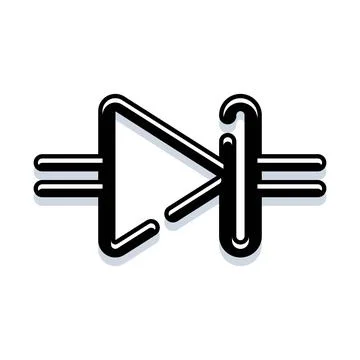 Diode schematic symbol representing electronic circuit component Stock Illustration