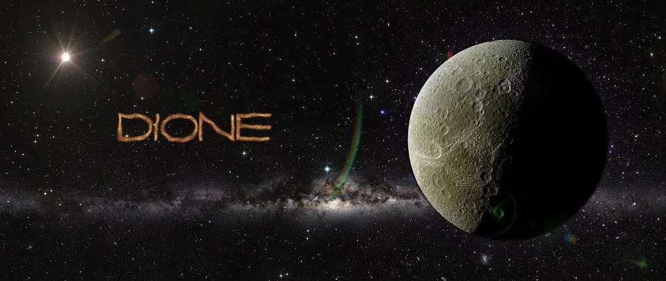 Dione in outer space. Stock Illustration