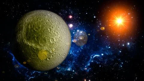 Dione Planet Solar System space isolated Stock Illustration